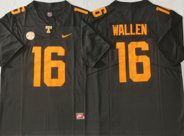 Men's Tennessee Volunteers Morgan Wallen #16 Black Player Game Jersey