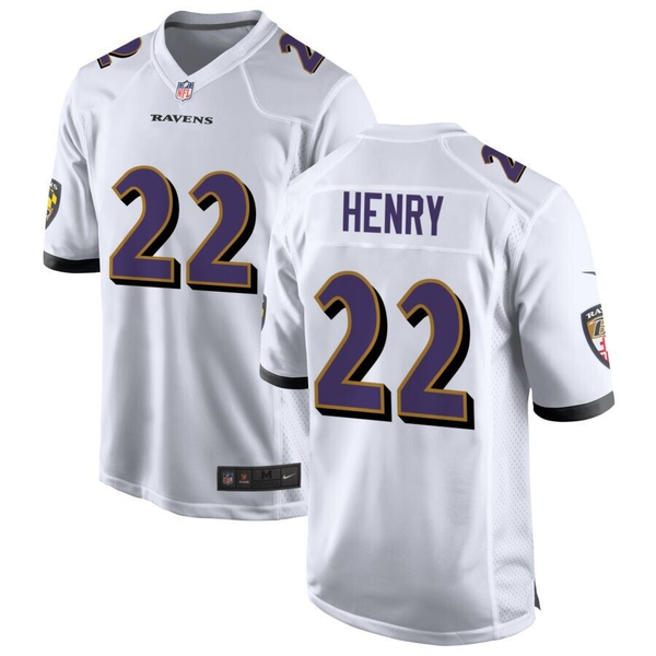 Men's Baltimore Ravens Derrick Henry #22 White Game Player Jersey