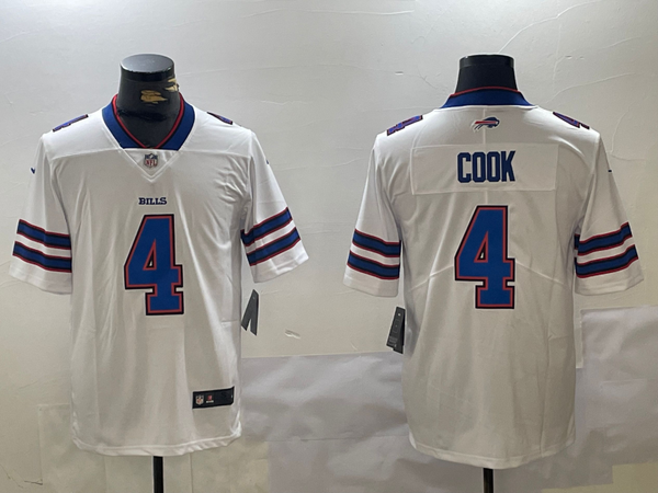 Men's Buffalo Bills James Cook #4 White Game Player Jersey