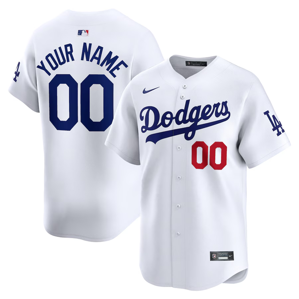 Men's Los Angeles Dodgers White Home Limited Custom Jersey