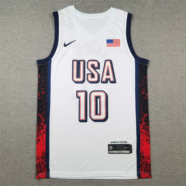 Men's 2024 USA Dream Team Jayson Tatum #10 White Authentic Player Jersey