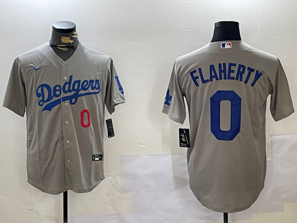 Men's Los Angeles Dodgers Jack Flaherty #0 Gray Replica Player Jersey