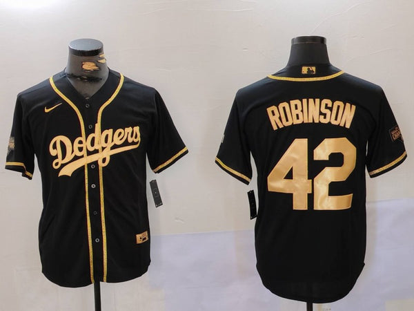 Men's Los Angeles Dodgers Jackie Robinson #42 Black Replica Player Jersey