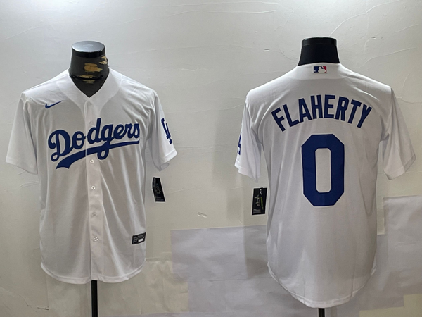 Men's Los Angeles Dodgers Jack Flaherty #0 White Replica Player Jersey