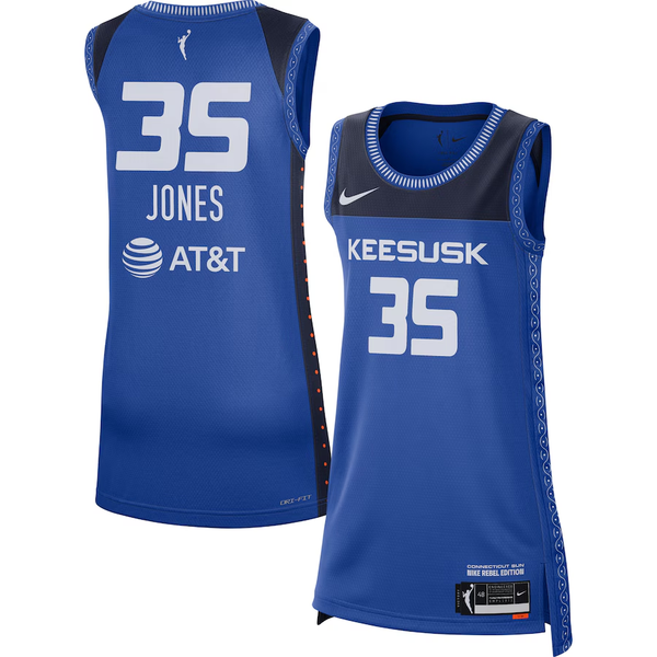 Men's Connecticut Sun Jonquel Jones #35 Blue Explorer Edition Victory Jersey