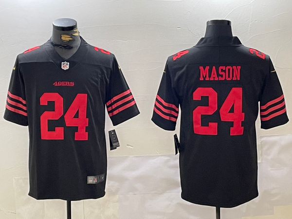 Men's San Francisco 49ers Jordan Mason #24 Black Player Game Jersey