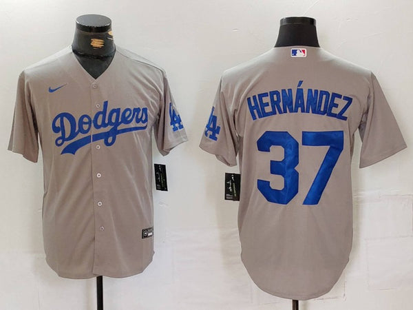 Men's Los Angeles Dodgers Teoscar Hernandez #37 Gray Replica Player Jersey