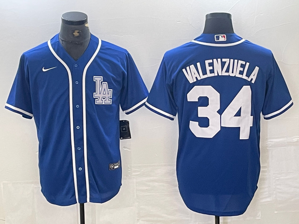 Men's Los Angeles Dodgers Fernando Valenzuela #34 Blue Limited Player Jersey