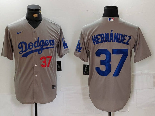 Men's Los Angeles Dodgers Teoscar Hernandez #37 Gray Limited Player Jersey