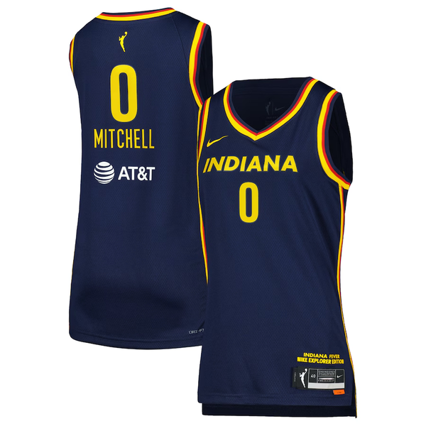 Men's Indiana Fever Kelsey Mitchell #0 Navy Explorer Edition Victory Swingman Jersey