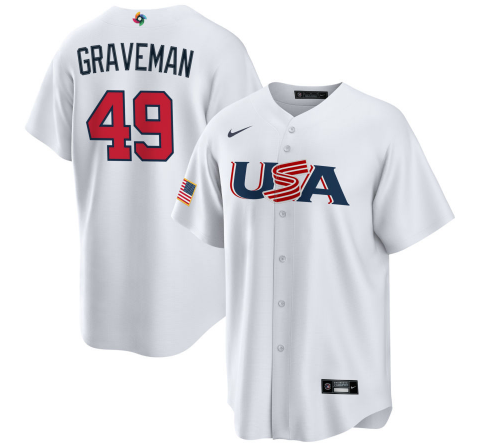 Men's 2023 World Baseball Classic #49 Kendall Graveman USA White Jersey