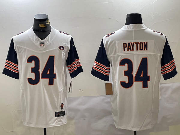 Men's Chicago Bears Walter Payton #34 White Alternate Game Player Jersey