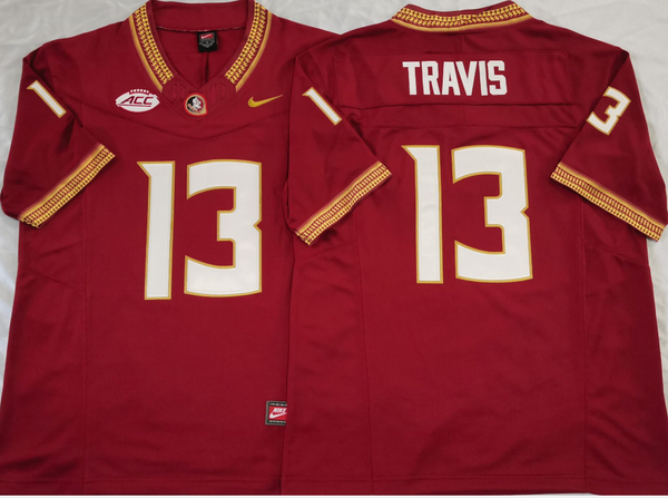 Men's Florida State Seminoles Jordan Travis #13 Red Player Jersey