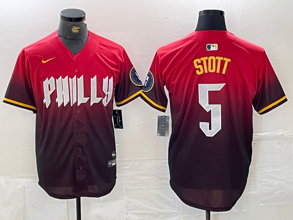 Men's Philadelphia Phillies Bryson Stott #5 Red 2024 City Connect Limited Player Jersey