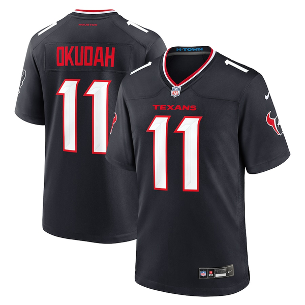 Men's Houston Texans Jeff Okudah #11 Navy Team Game Jersey