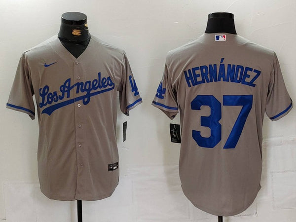 Men's Los Angeles Dodgers Teoscar Hernandez #37 Gray Player Jersey