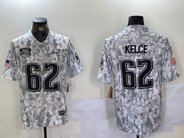 Men's Philadelphia Eagles Jason Kelce #62 Arctic Camo 2024 Salute to Service Limited Jersey