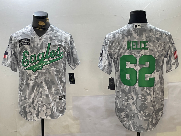 Men's Philadelphia Eagles Jason Kelce #62 Arctic Camo 2024 Salute to Service Player Jersey