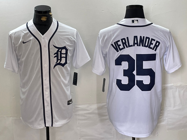 Men's Detroit Tigers Justin Verlander #35 White Replica Player Jersey