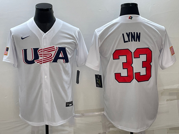 Men's 2023 World Baseball Classic #33 Lance Lynn USA White Jersey