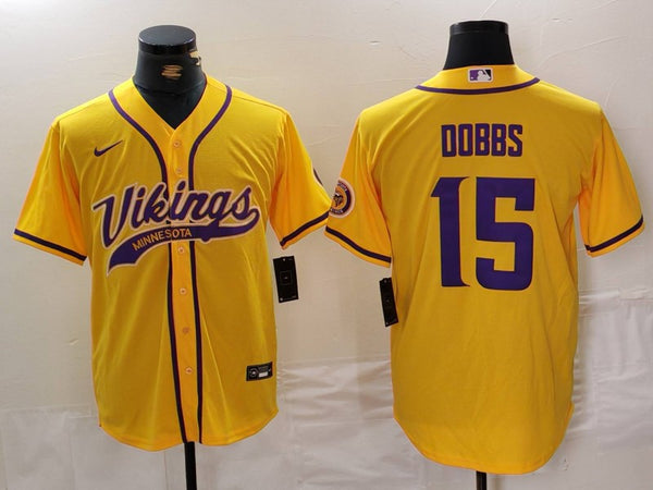 Men's Minnesota Vikings Joshua Dobbs #15 Yellow Game Jersey