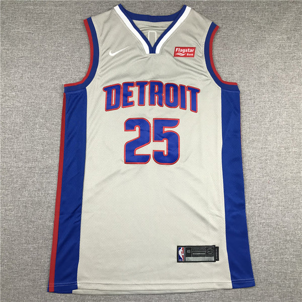 Men's Detroit Pistons Derrick Rose #25 Silver Swingman Jersey