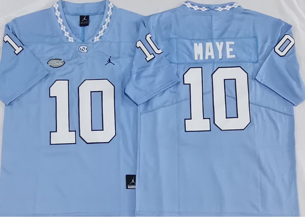 Men's North Carolina Tar Heels Drake Maye #10 Blue Player Game Jersey