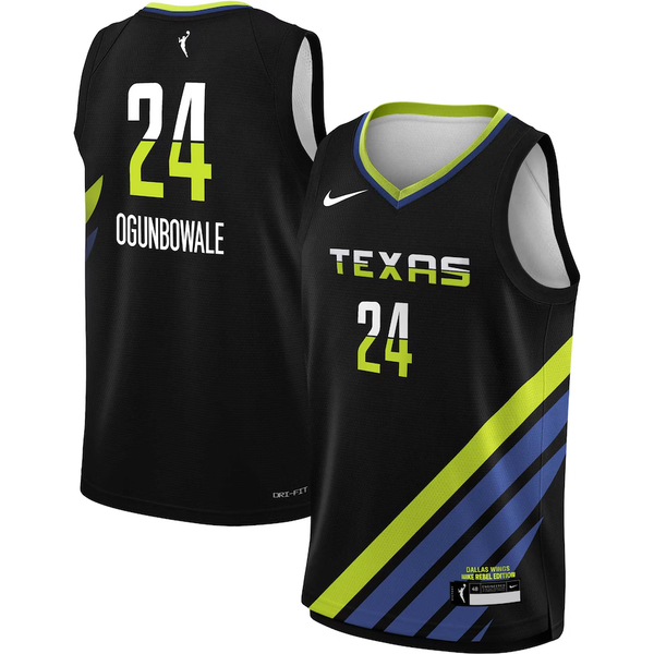 Men's Dallas Wings Arike Ogunbowale #24 Black 2023 Rebel Edition Victory Player Jersey