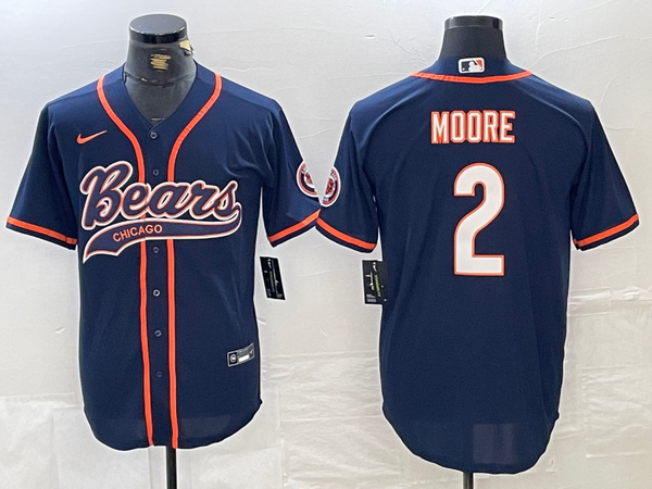 Men's Chicago Bears D.J. Moore #2 Navy Game Jersey