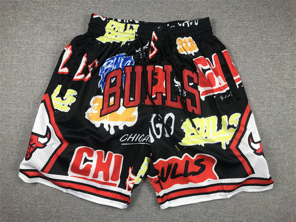 Men's Chicago Bulls Black Graffiti Edition Pocket Shorts