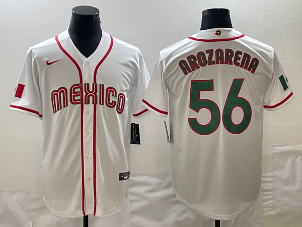 Men's 2023 World Baseball Classic #56 Randy Arozarena Mexico White Jersey