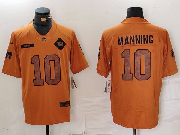 Men's New York Giants Eli Manning #10 Brown 2023 Salute To Service Limited Jersey