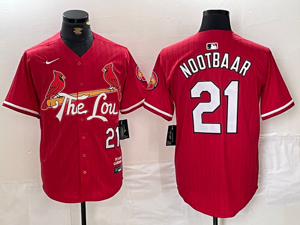 Men's St. Louis Cardinals Lars Nootbaar #21 Red 2024 City Connect Limited Player Jersey