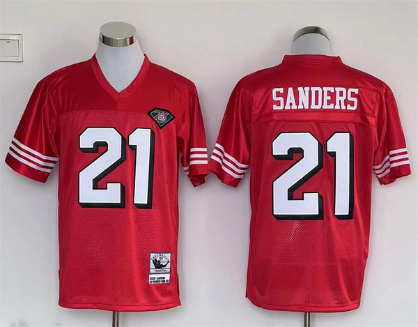 Men's San Francisco 49ers Deion Sanders Mitchell & Ness Scarlet Legacy Replica Jersey