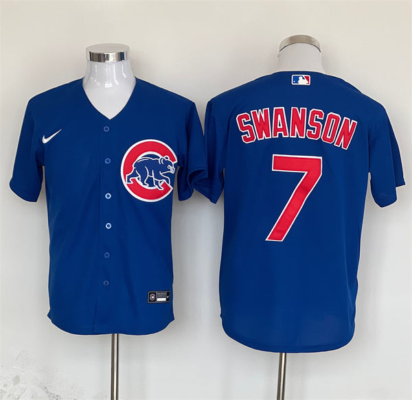 Men's Chicago Cubs Dansby Swanson #7 Royal Replica Player Jersey