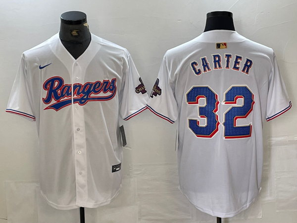 Men's Texas Rangers Evan Carter #32 White 2024 Gold Collection Limited Player Jersey