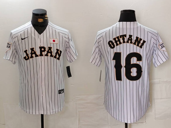 Men's 2023 World Baseball Classic #16 Shohei Ohtani Japan White Player Jersey