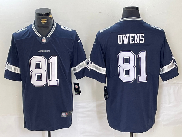 Men's Dallas Cowboys Terrell Owens #81 Navy Game Jersey