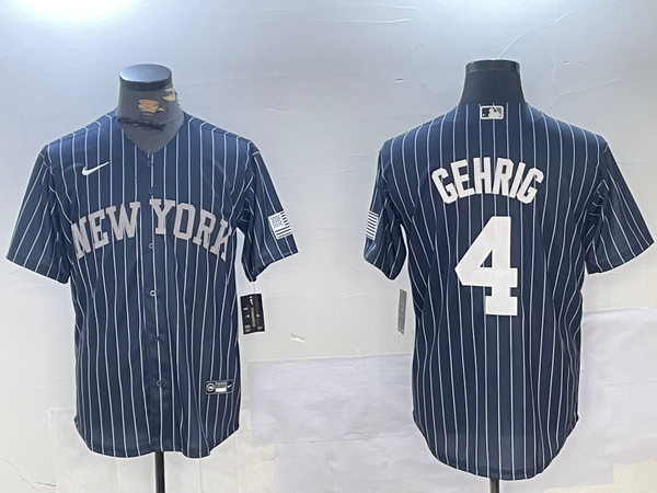 Men's New York Yankees Lou Gehrig #4 Navy Replica Player Jersey