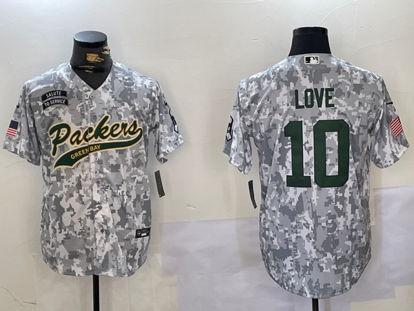 Men's Green Bay Packers Jordan Love #10 Arctic Camo Salute to Service Limited Jersey