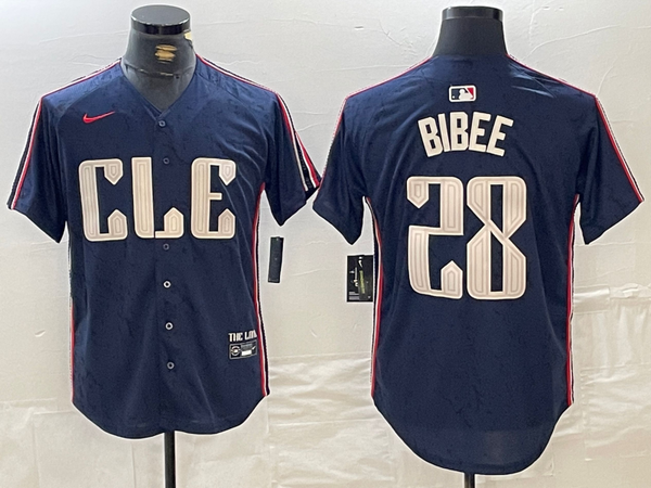 Men's Cleveland Guardians Tanner Bibee #28 Navy 2024 City Connect Limited Jersey