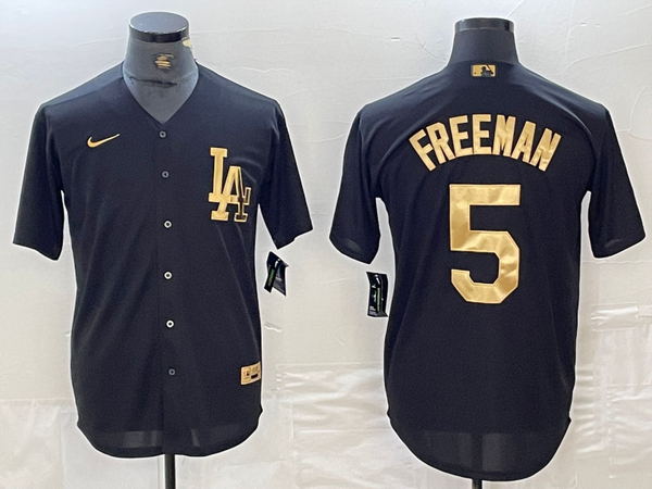 Men's Los Angeles Dodgers Freddie Freeman #5 Black Limited Player Jersey