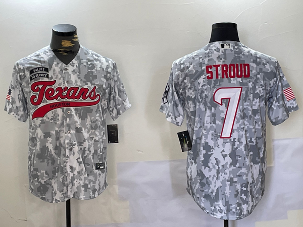 Men's Houston Texans C.J. Stroud #7 Arctic Camo 2024 Salute to Service Player Jersey