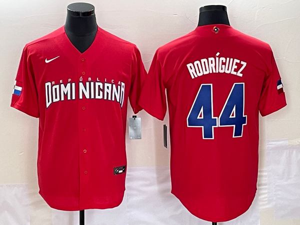 Men's 2023 World Baseball Classic #44 Julio Rodriguez Dominican Republic Red Jersey