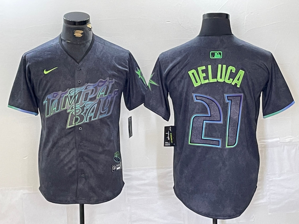 Men's Tampa Bay Rays Jonny DeLuca #21 Charcoal 2024 City Connect Limited Player Jersey