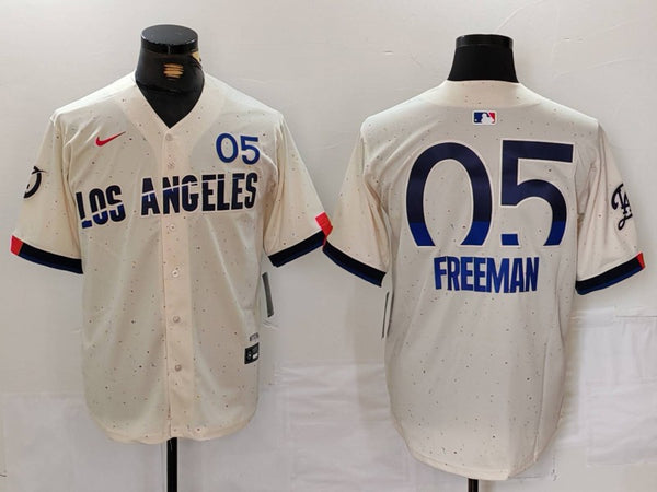 Men's Los Angeles Dodgers Freddie Freeman #5 Cream 2024 City Connect Limited Player Jersey