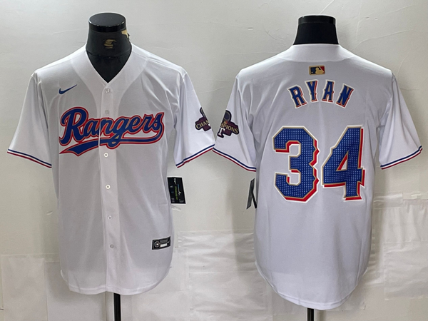 Men's Texas Rangers Nolan Ryan #34 White 2024 Gold Collection Limited Player Jersey