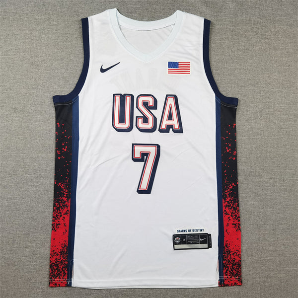 Men's 2024 USA Dream Team Kevin Durant #7 White Authentic Player Jersey