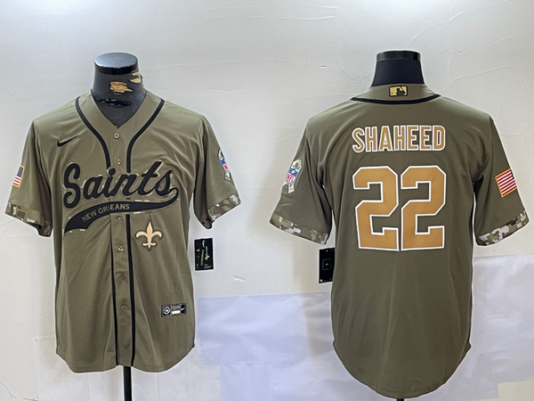 Men's New Orleans Saints Rashid Shaheed #22 Olive Salute To Service Game Jersey