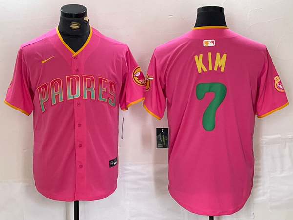 Men's San Diego Padres Ha-Seong Kim #7 Pink Replica Player Jersey